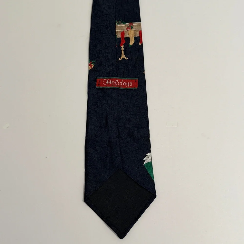 Vintage Holidays Santa Claus Scooter Christmas Necktie Black Novelty Holiday Tie